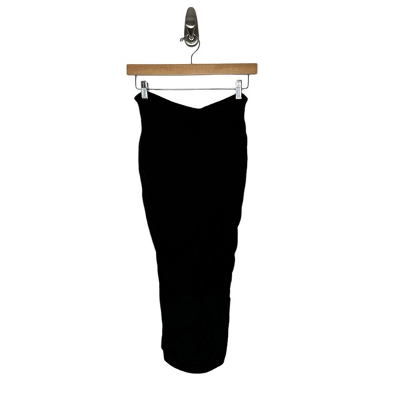 Jonathan Simkhai STANDARD | NWT Anya Matte Ruched Midi Skirt in Black Large - Picture 2 of 8